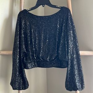 Express Sparkly Open Back Blouse
